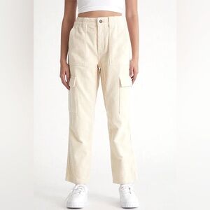 Pacsun Cream Ivory Elastic Waist Cargo Corduroy Pants Size Small